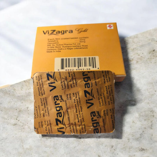 Vizagra Gold Tablets - Tadalafil 20mg & Dapoxetine 60mg | Indian Medicine( Pack of 4 T.A.B.L.E.T.S )
